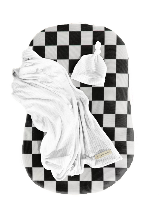 Checkered black and white baby snuggle me lounger cover
