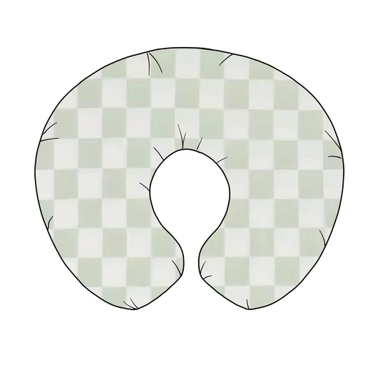 Leaf Green & White Checkered Nursing Pillow Cover