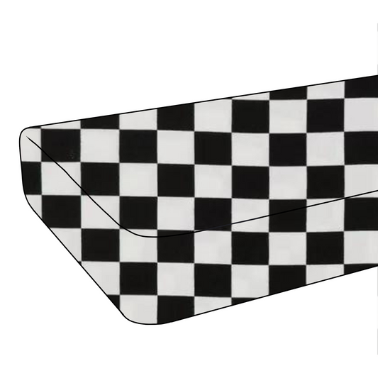 Race Black & White Checkered Crib Sheet