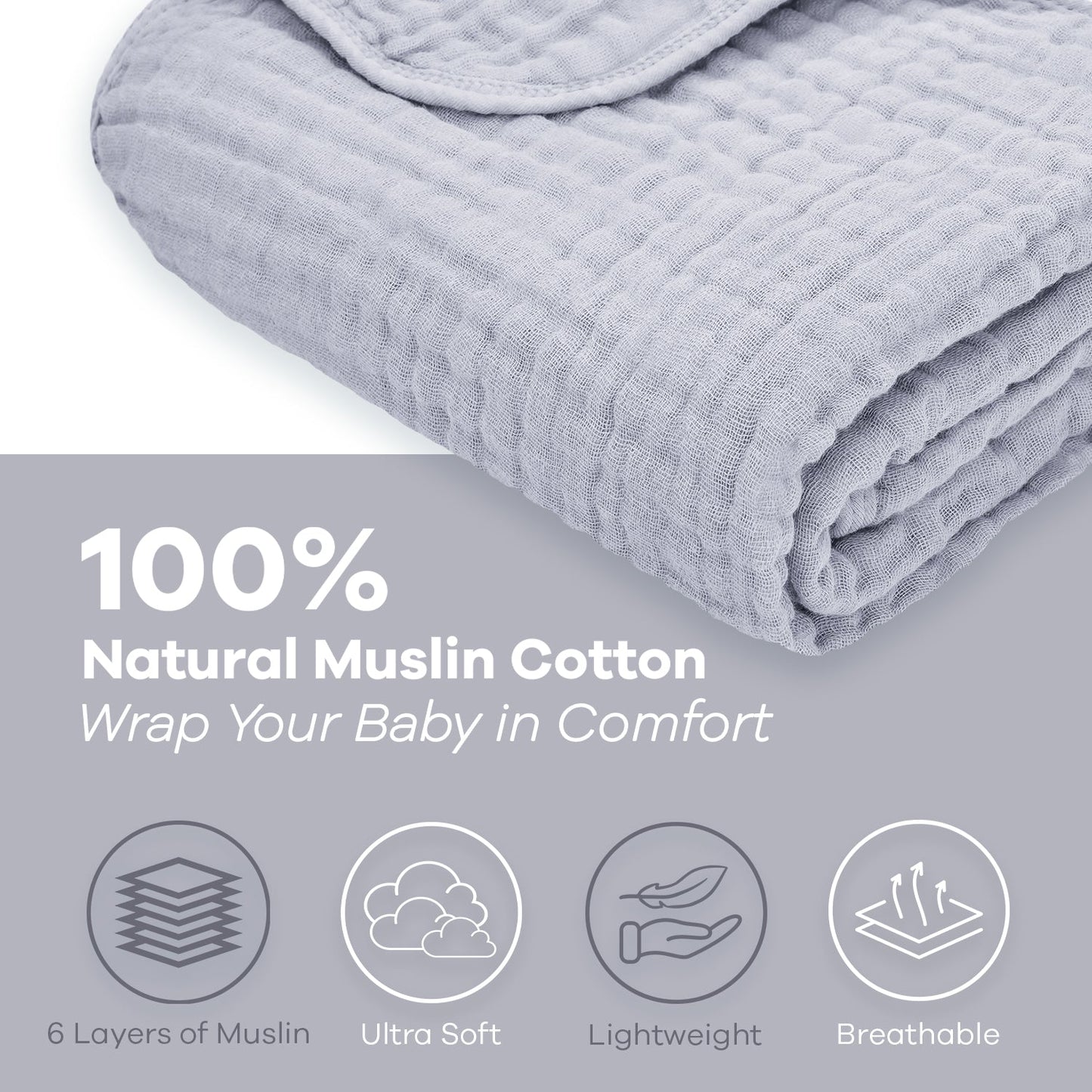 Baby Muslin Blanket by Comfy Cubs in Heather