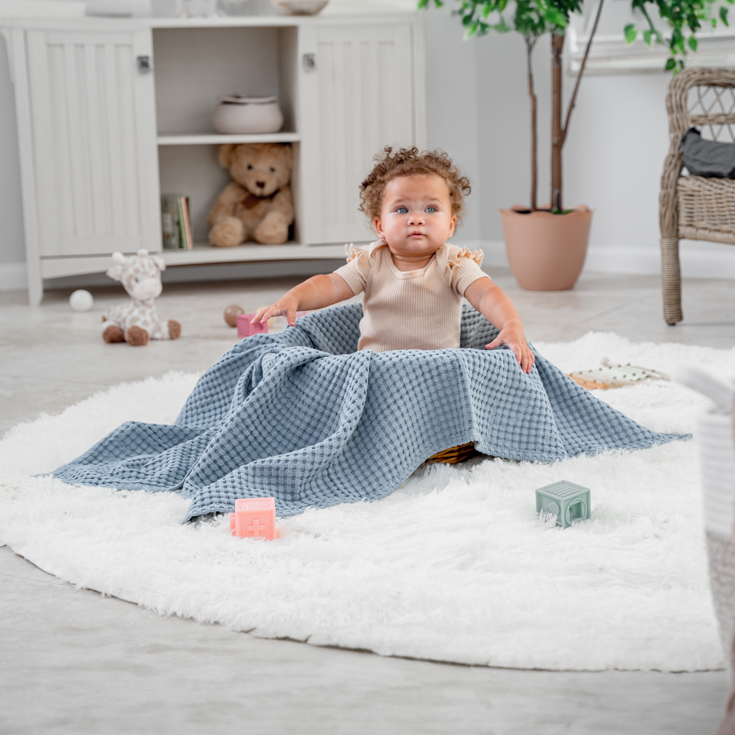 Baby Waffle Blankets by Comfy Cubs in Pacific Blue