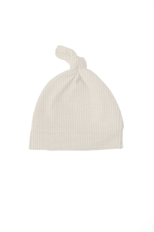 Cream Waffle Knit Newborn Baby Knot Hat