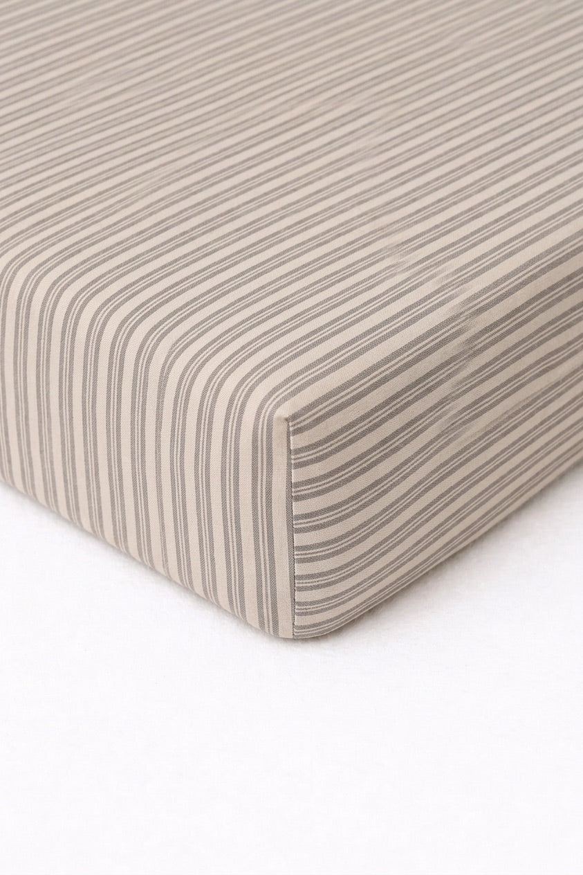 Grey Ivory Stripe Crib Sheet