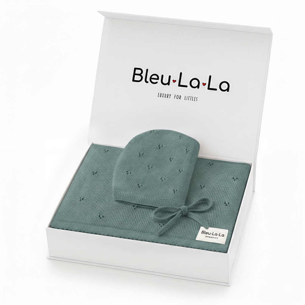 Organic Pointelle Swaddle Blanket + Hat Gift Set