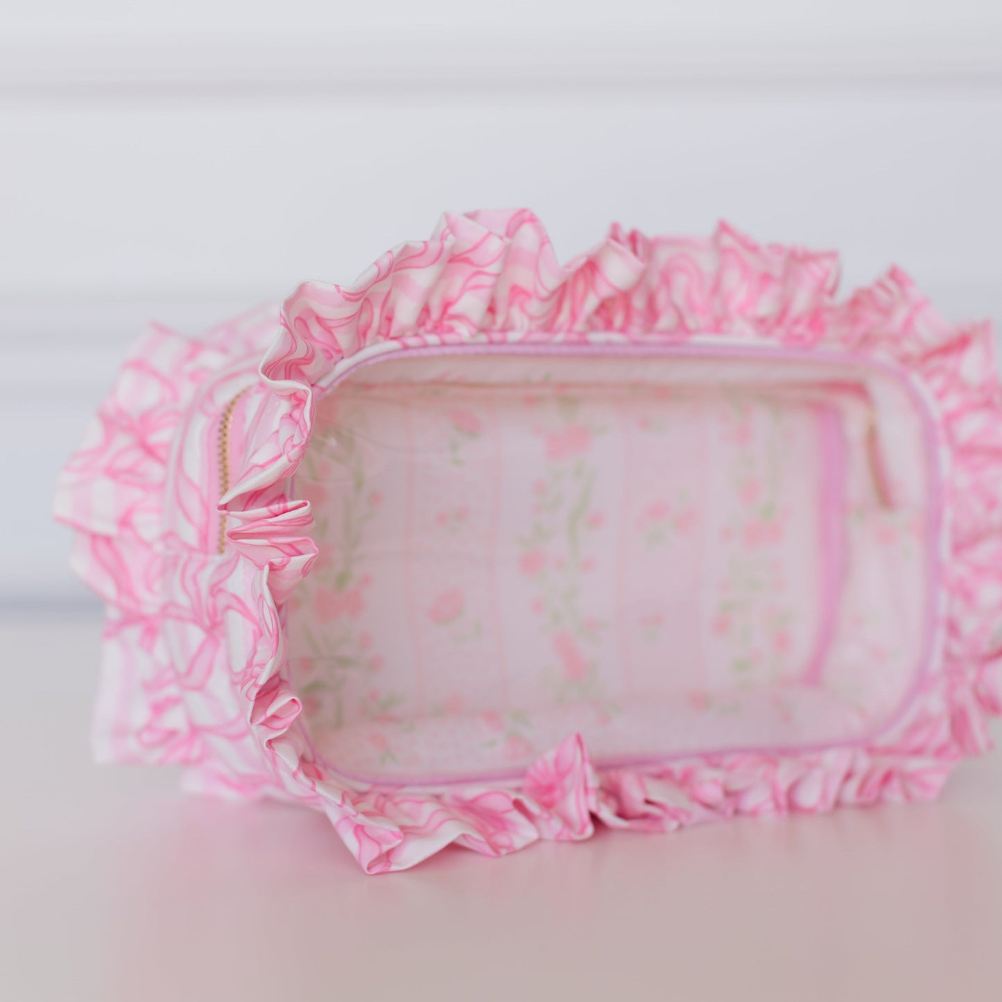 Quilted Coquette Large Clear Pouch