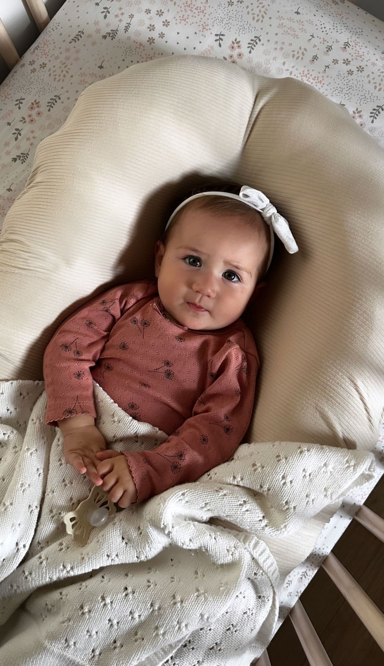 Oat Ribbed Baby Lounger Cover