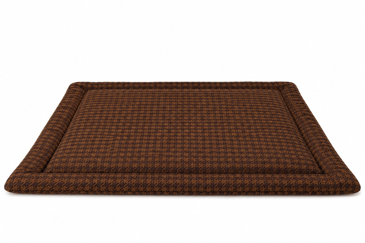 Brown Houndstooth Padded Baby Play Mat