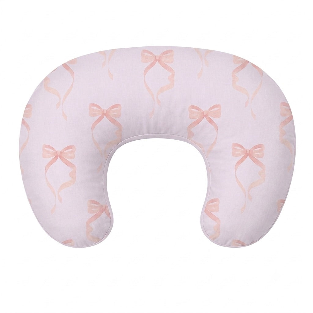 Pink Bow Ruffle Nursing Pillow Cover