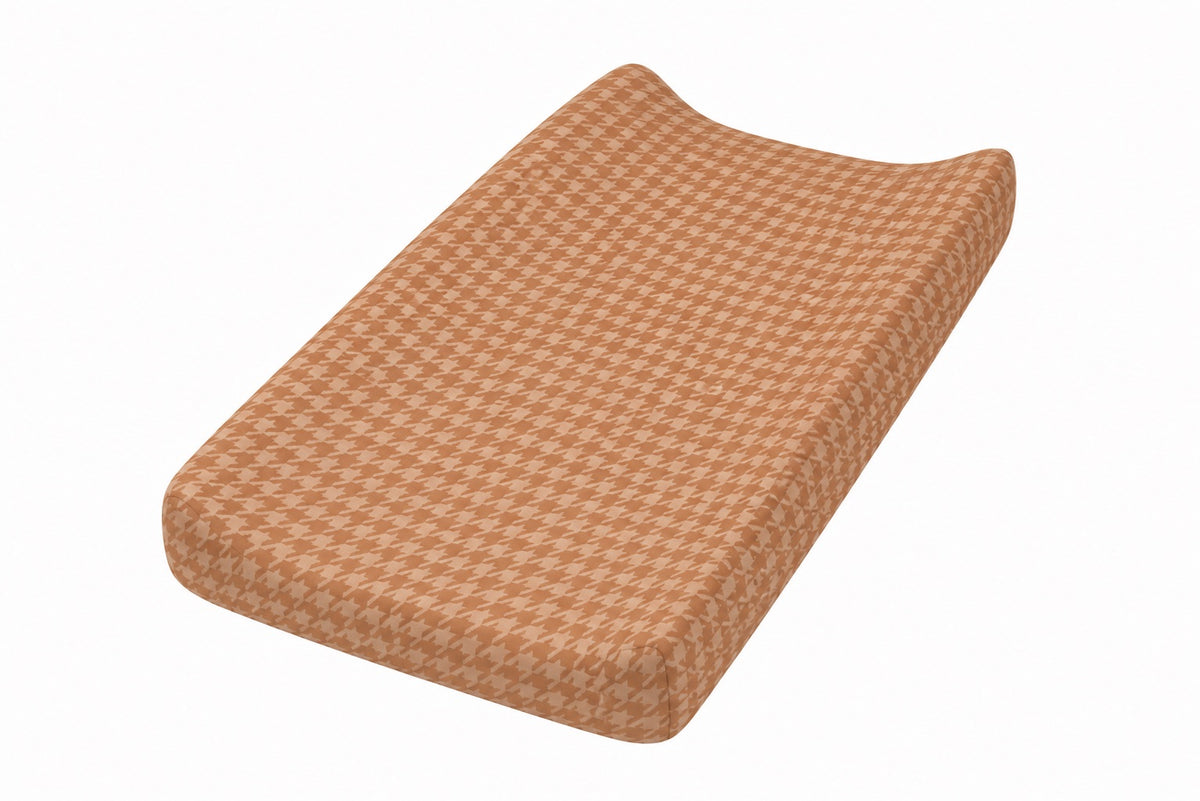 Tan Houndstooth Changing Pad Cover