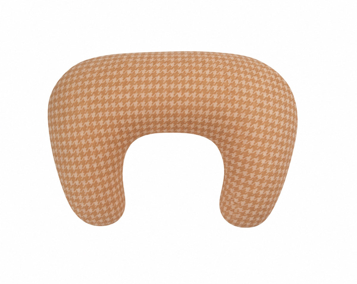Tan Houndstooth Ruffle Nursing Pillow Cover