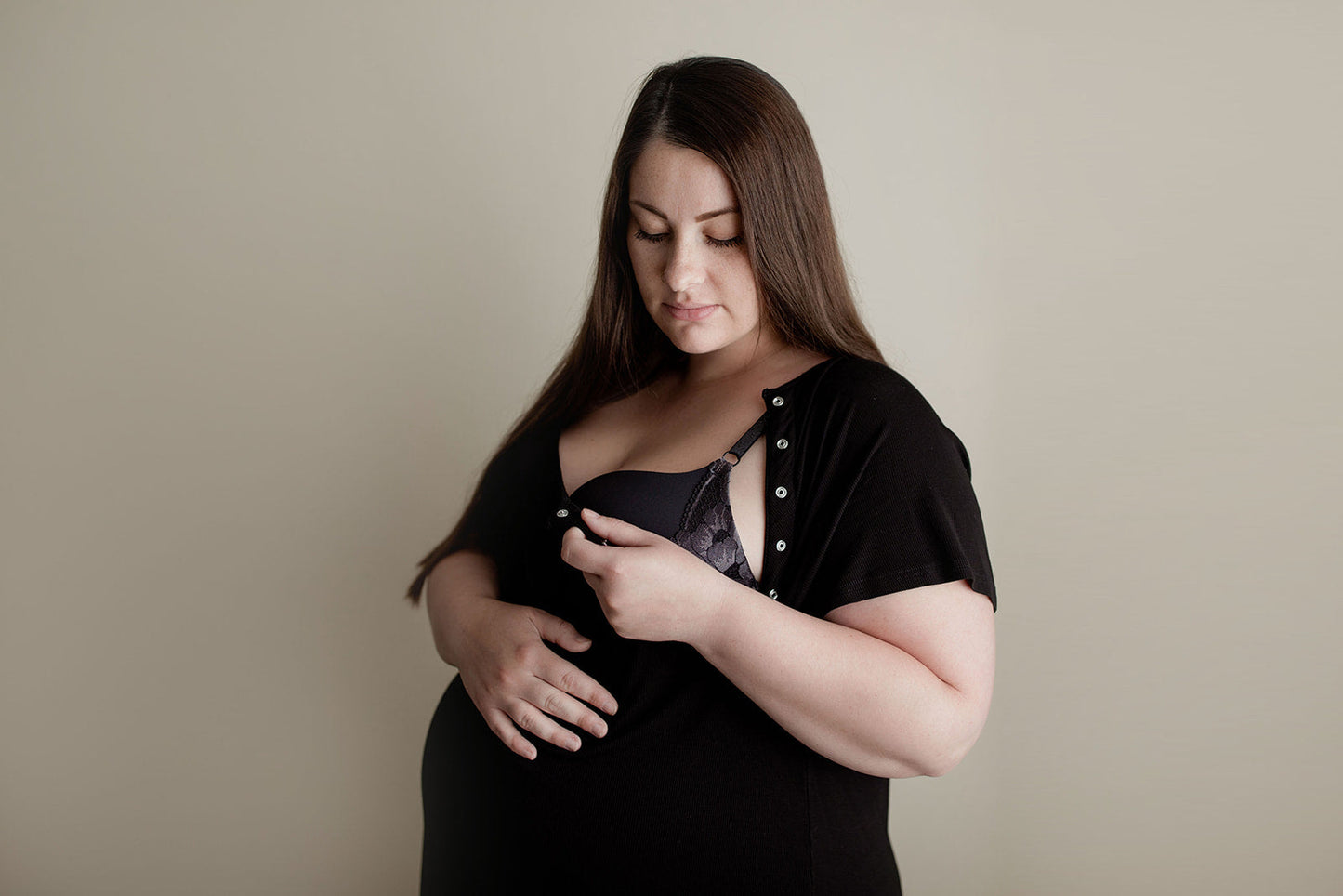 Ribbed Black Labor and Delivery Nursing Hospital Gown