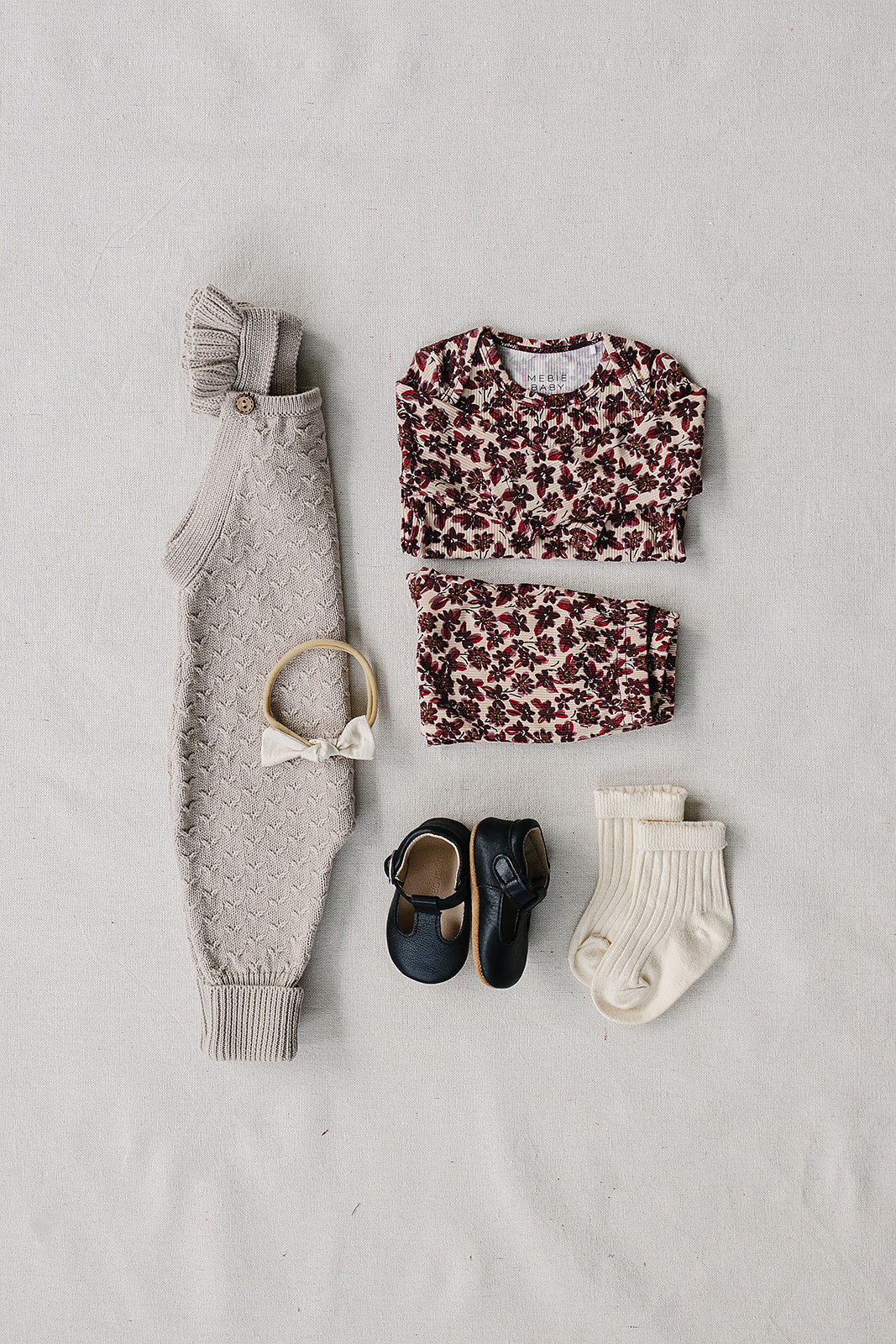 Taupe Ruffle Knit Overalls