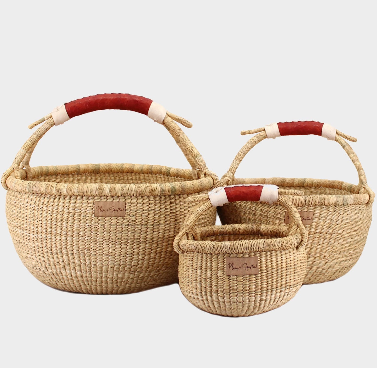 Cognac + Cream Handle<br>Small Market Basket