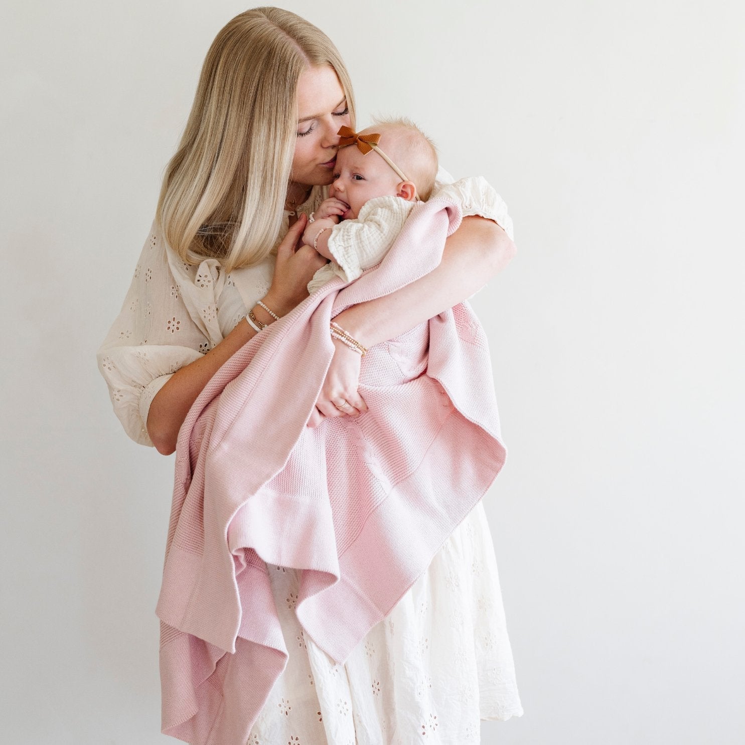 Saranoni heirloom cotton knit receiving blanket