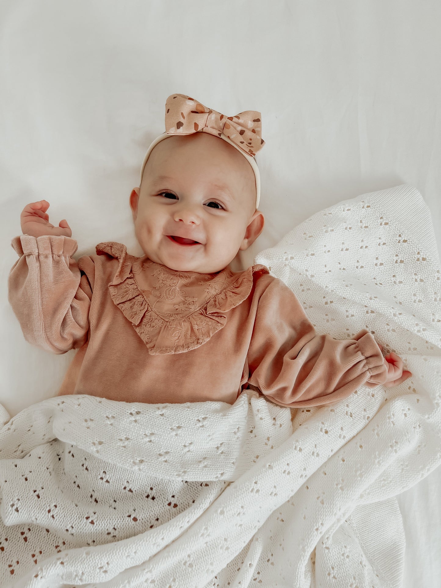 Wholesale Vanilla Pointelle Knit Blanket