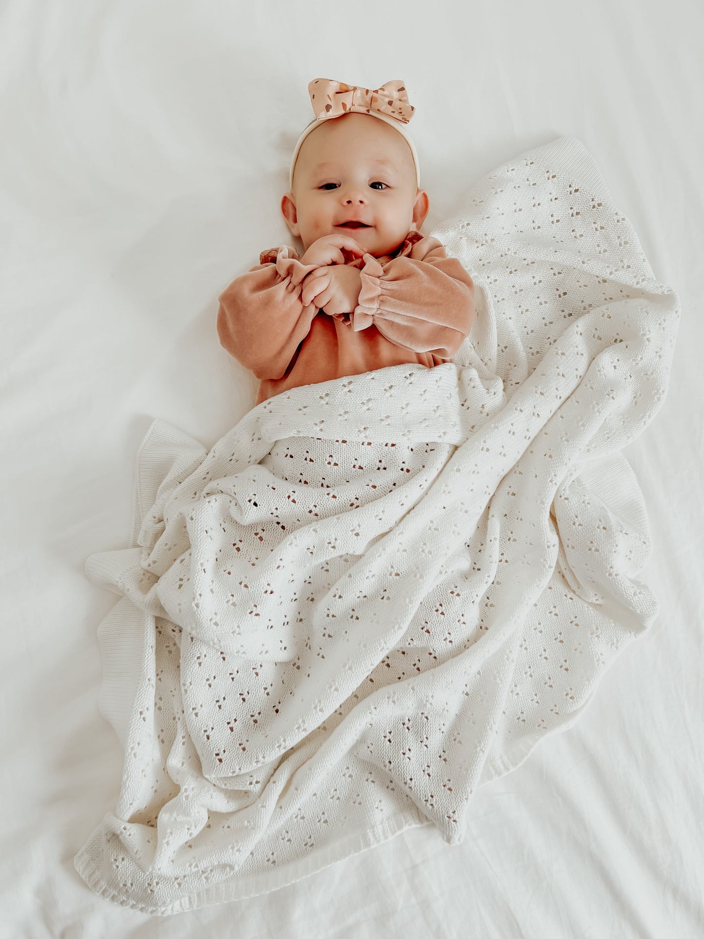 Wholesale Vanilla Pointelle Knit Blanket