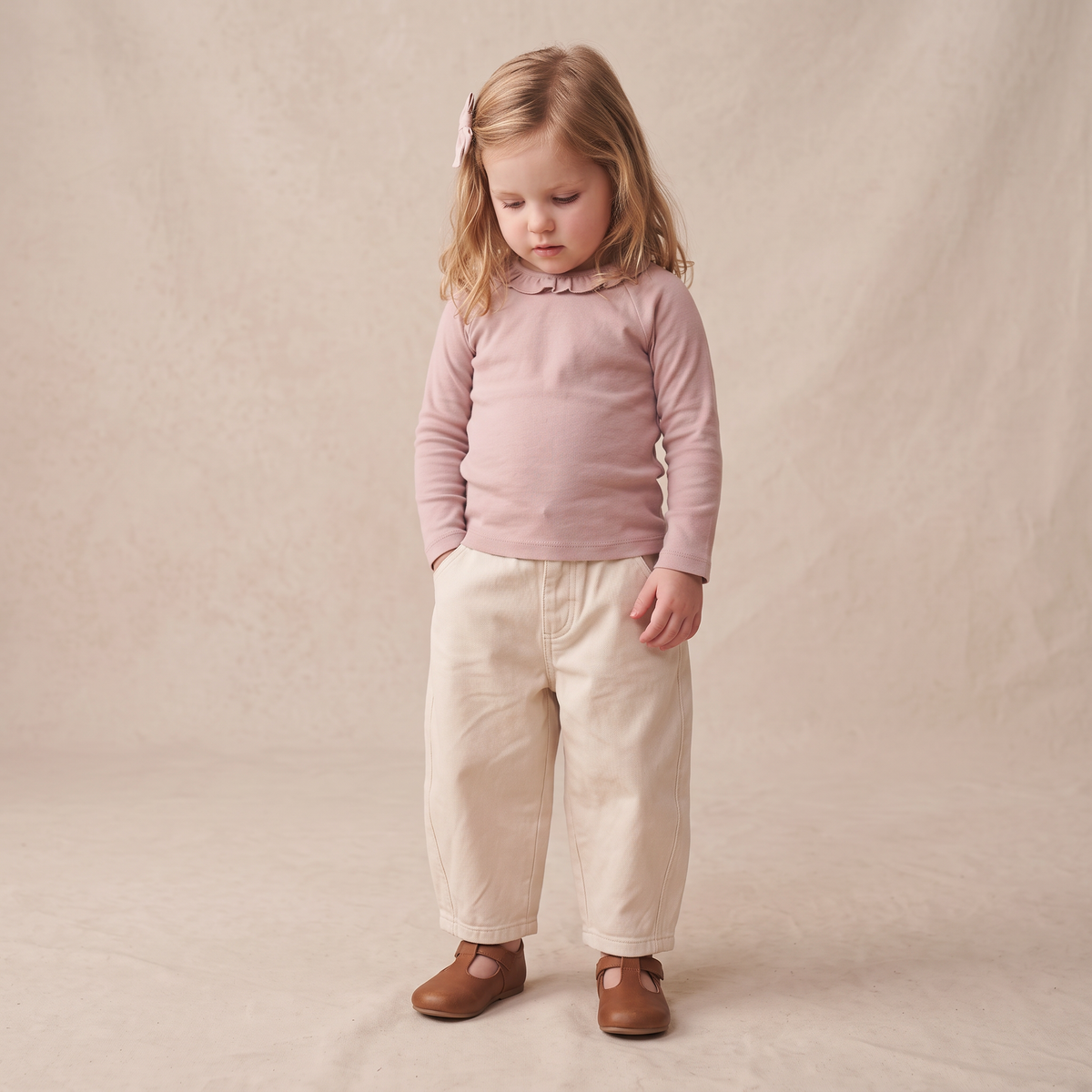 Organic Twill Barrel Pants - Oat