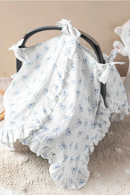 Baby Car Seat Cover - Ribbon / Blue