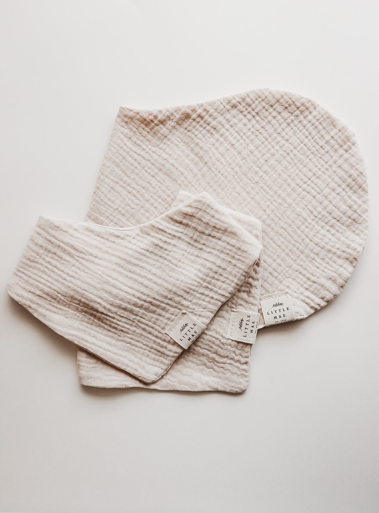 Oat Beige Neutral Baby Bandana Bib Snap Closure