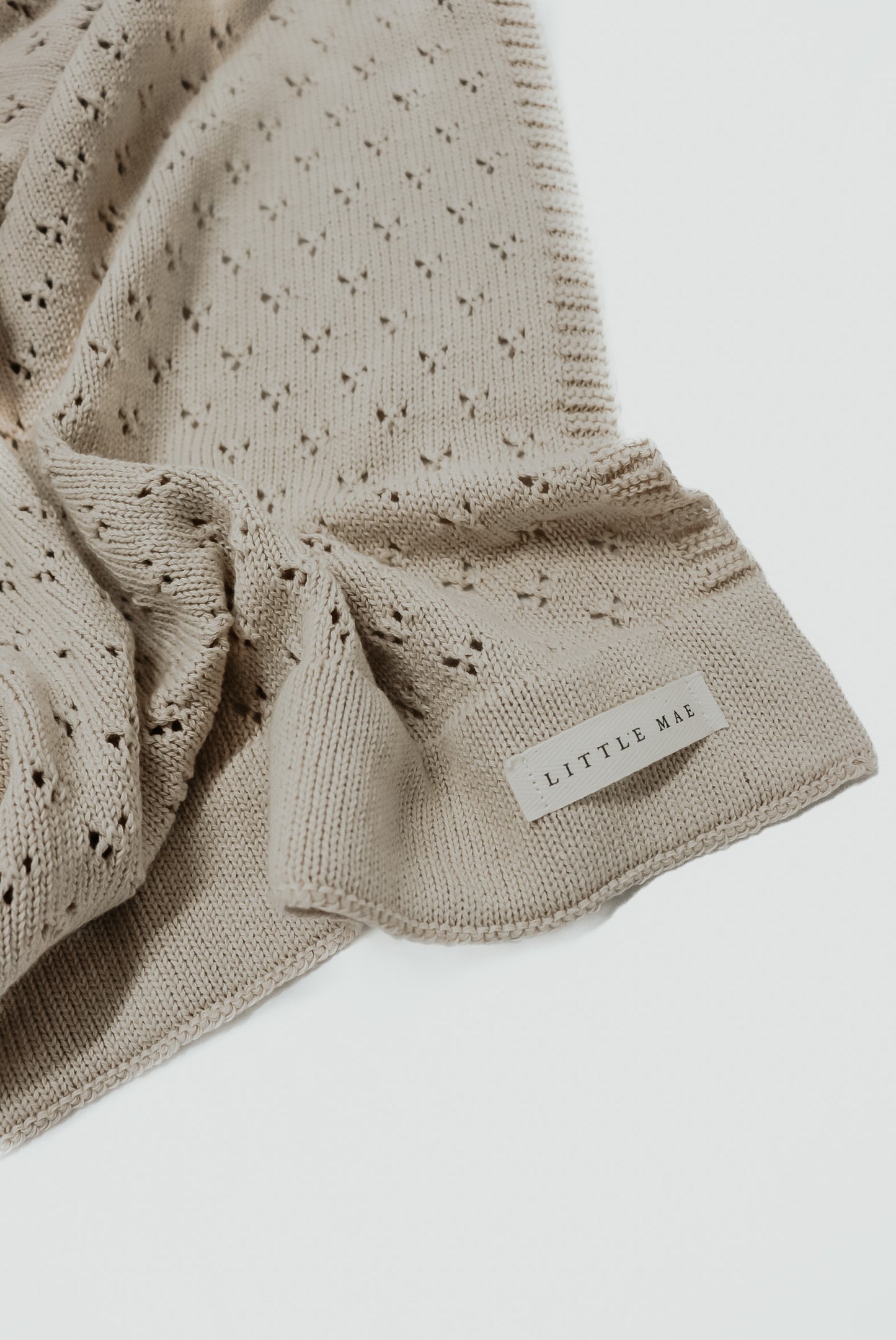 Toffee Pointelle Knit Blanket