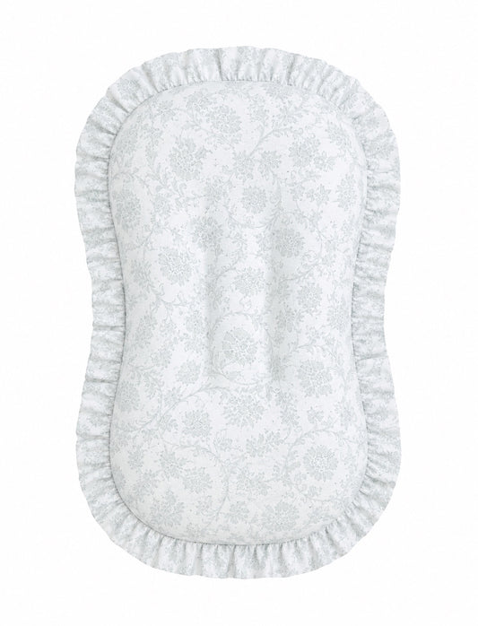 Sage Green Chinoiserie Ruffle Baby Lounger Cover