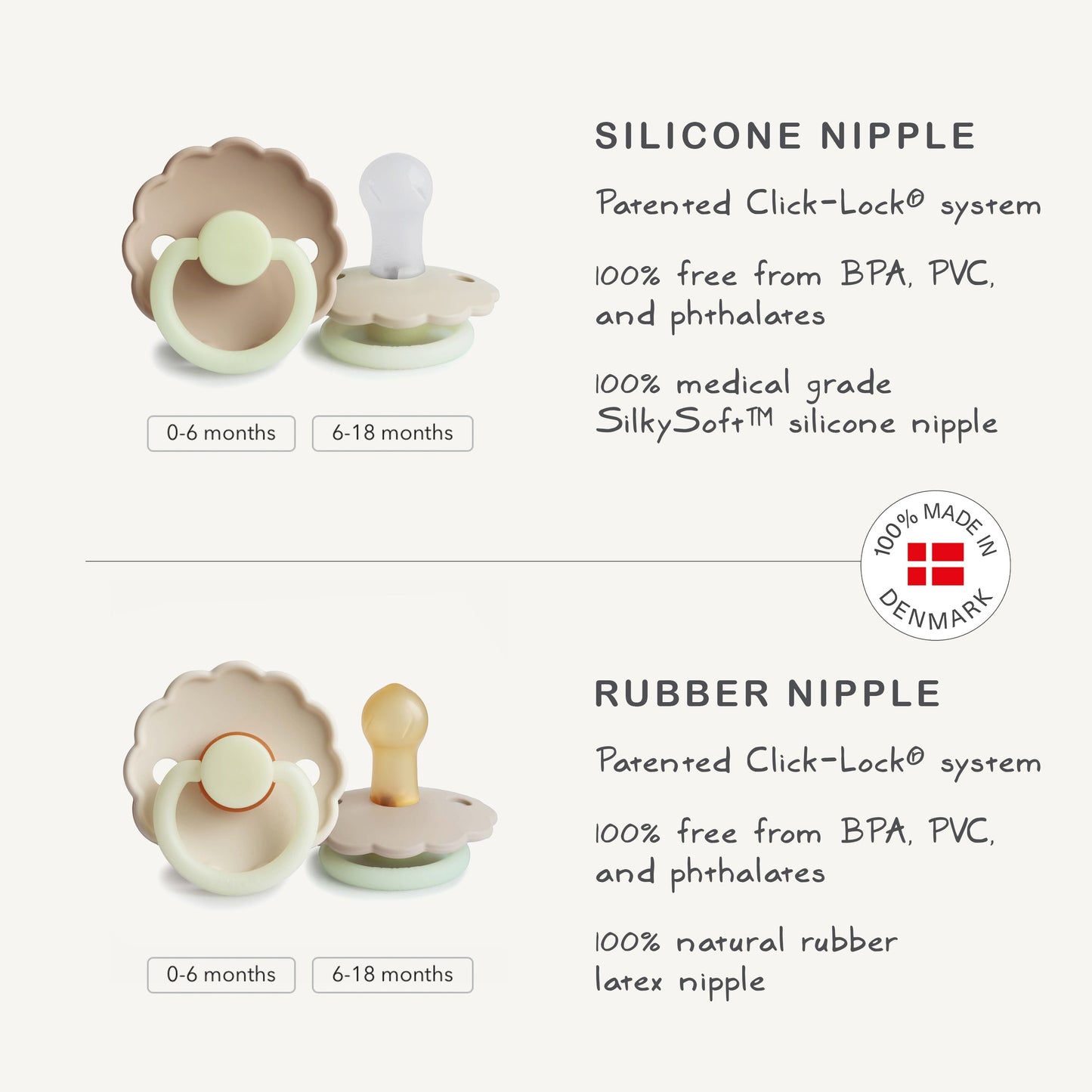 FRIGG Daisy Night Natural Rubber Pacifier 2-Pack