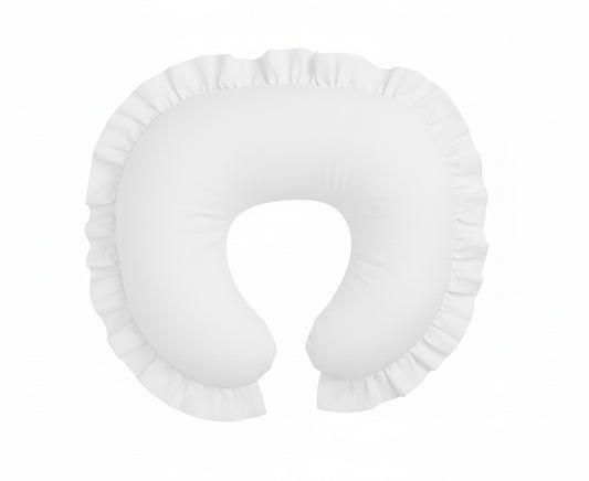White Solid Ruffle Nursing Pillow Cover