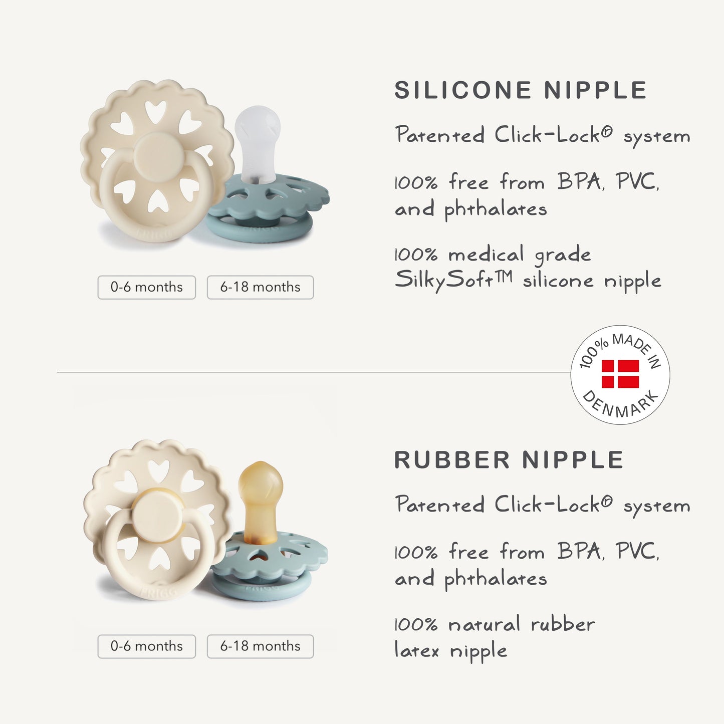 FRIGG Andersen Fairytale Natural Rubber Pacifier 2-Pack