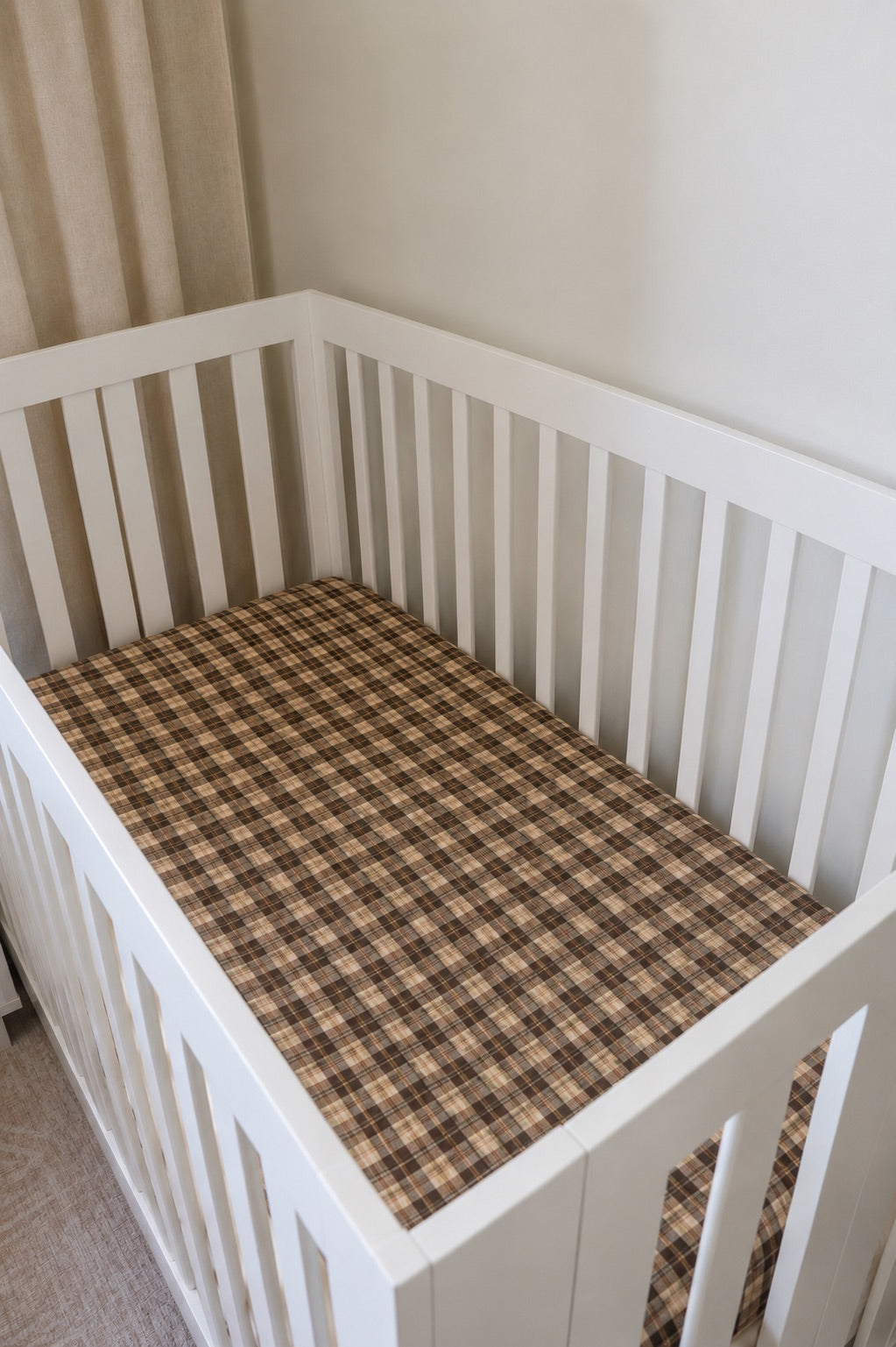Brown Plaid Crib Sheet