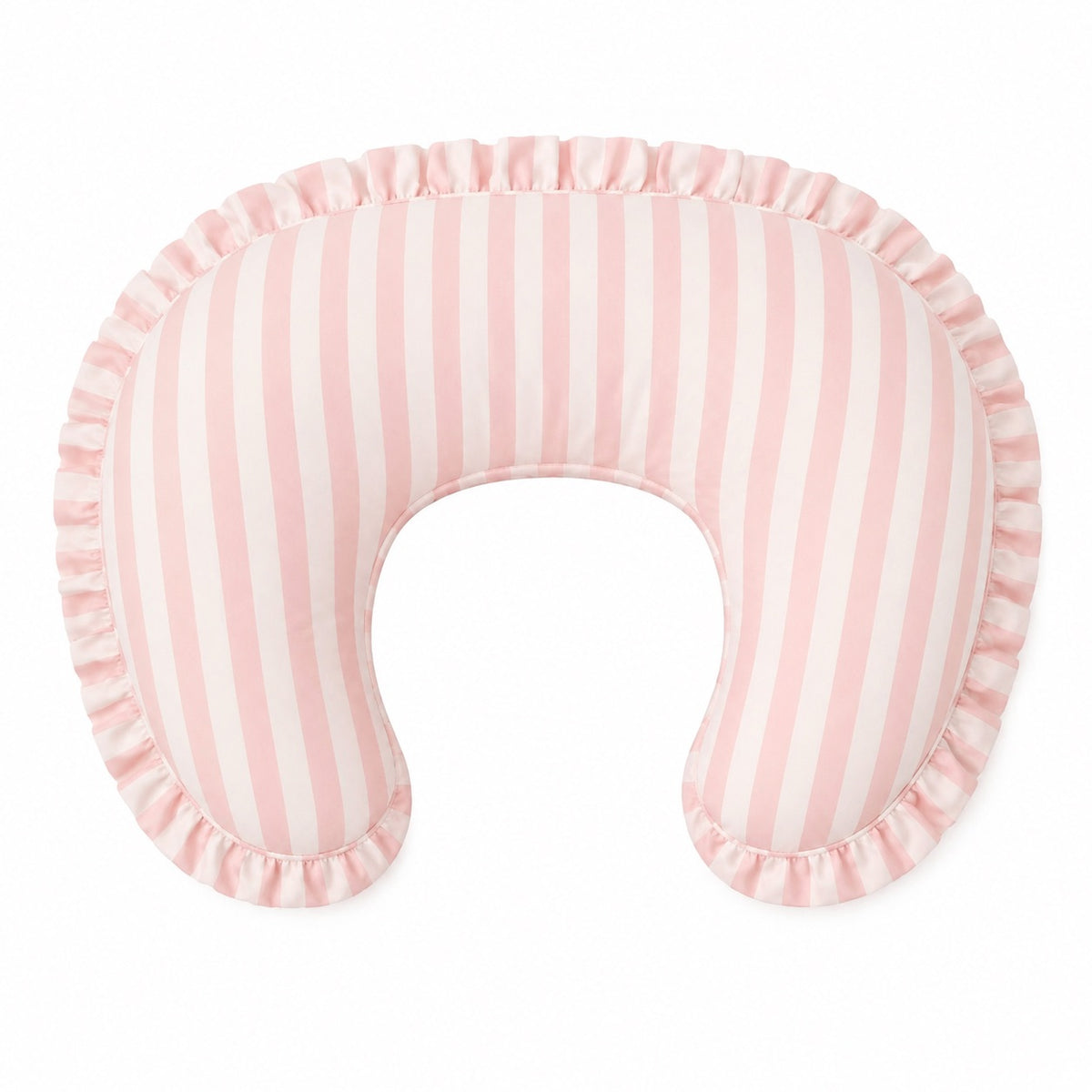 Pink White Stripe Ruffle Nursing Pillow Cover
