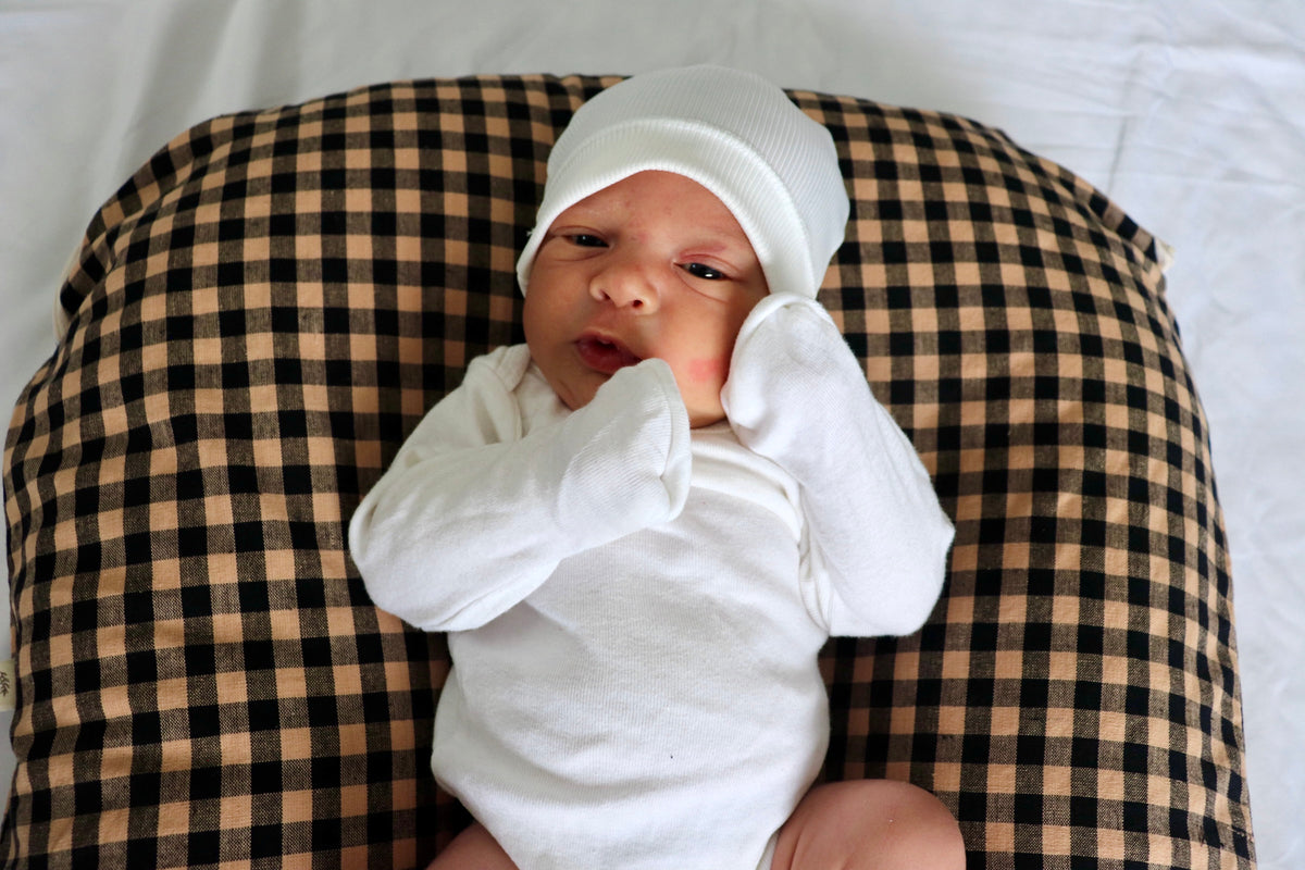 Brown Black Gingham Ruffle Baby Lounger Cover
