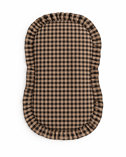 Brown Black Gingham Ruffle Baby Lounger Cover