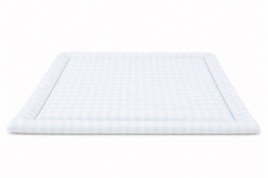 Light Blue Checkered Padded Baby Play Mat