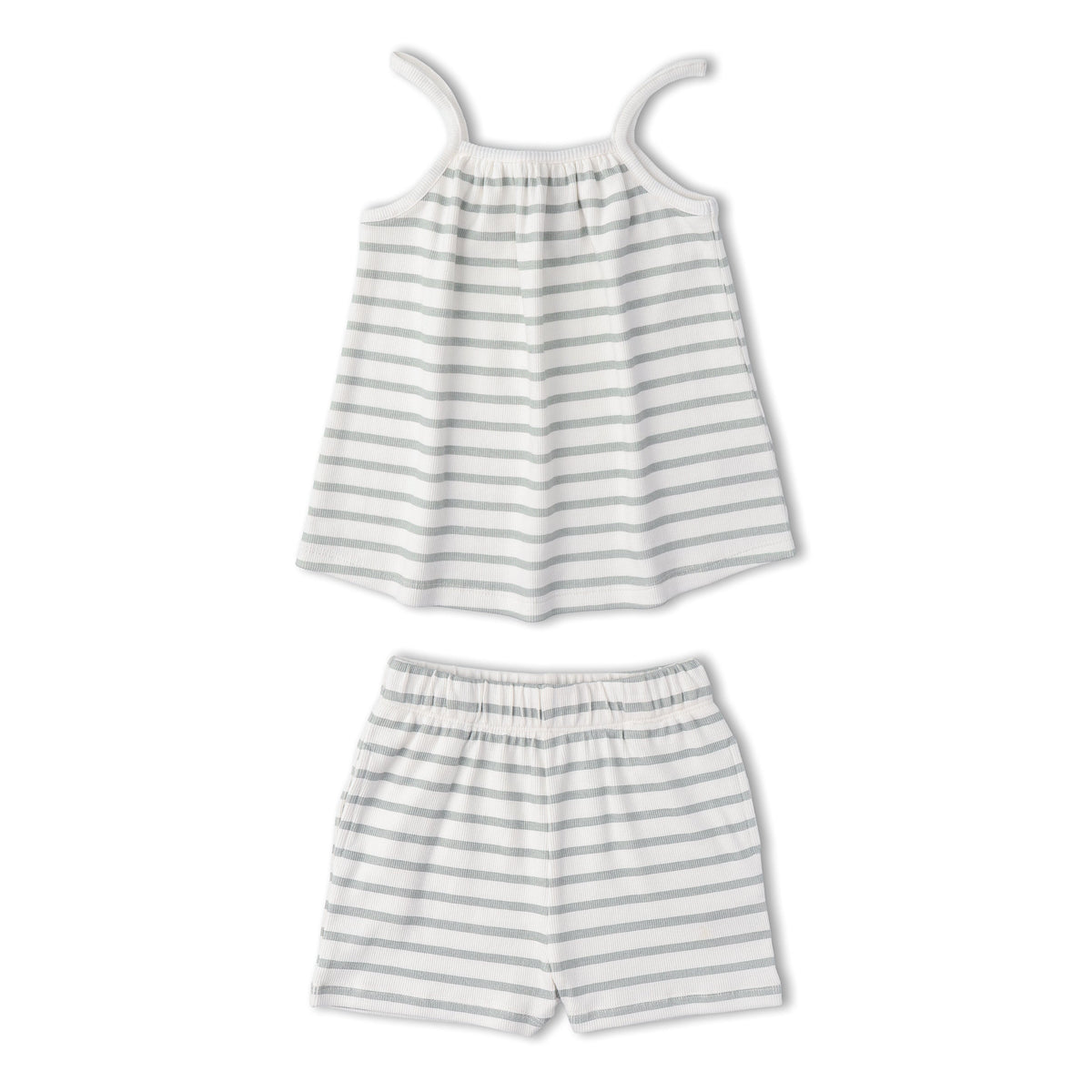 Organic Tank Top & Shorts Set - Fog Stripes