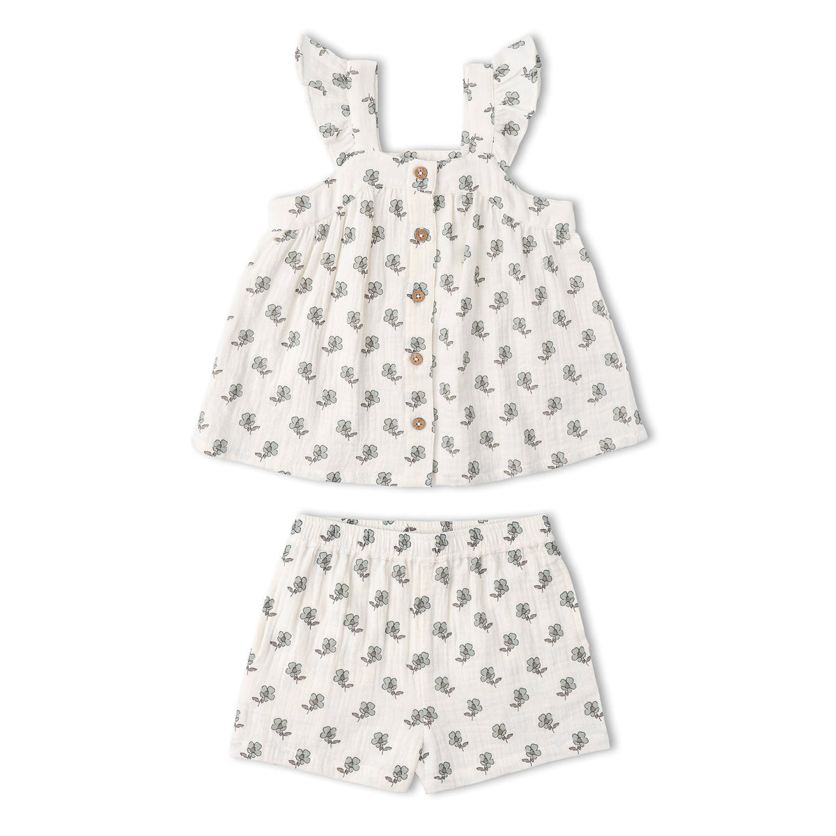 Organic Flutter Top & Shorts Set - Poppy