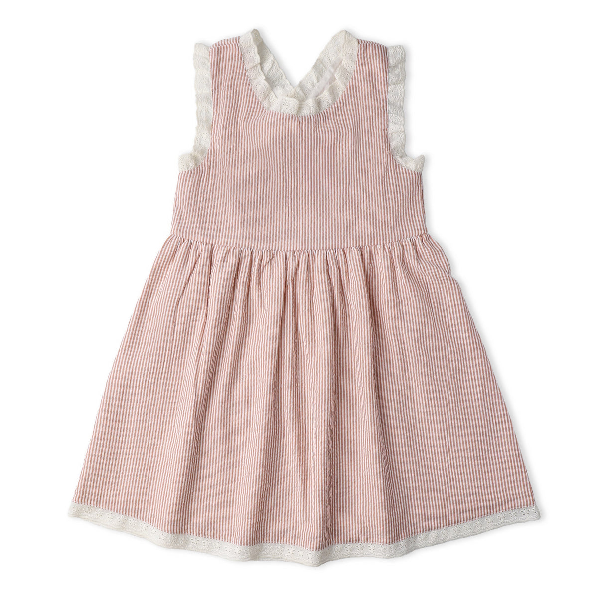Organic Cross Back Dress - Coral Stripes