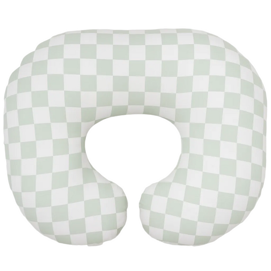 Leaf Green & White Checkered Nursing Pillow Cover