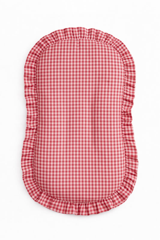 Red Gingham Ruffle Baby Lounger Cover