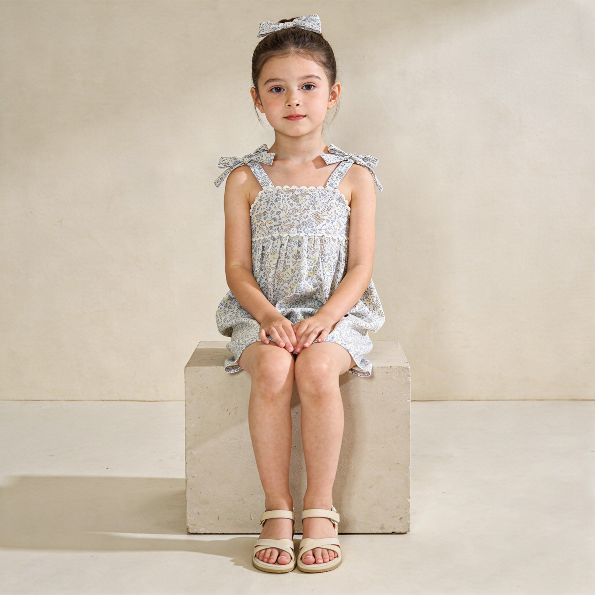 Organic Tie Up Top & Shorts Set - Tulle Floral