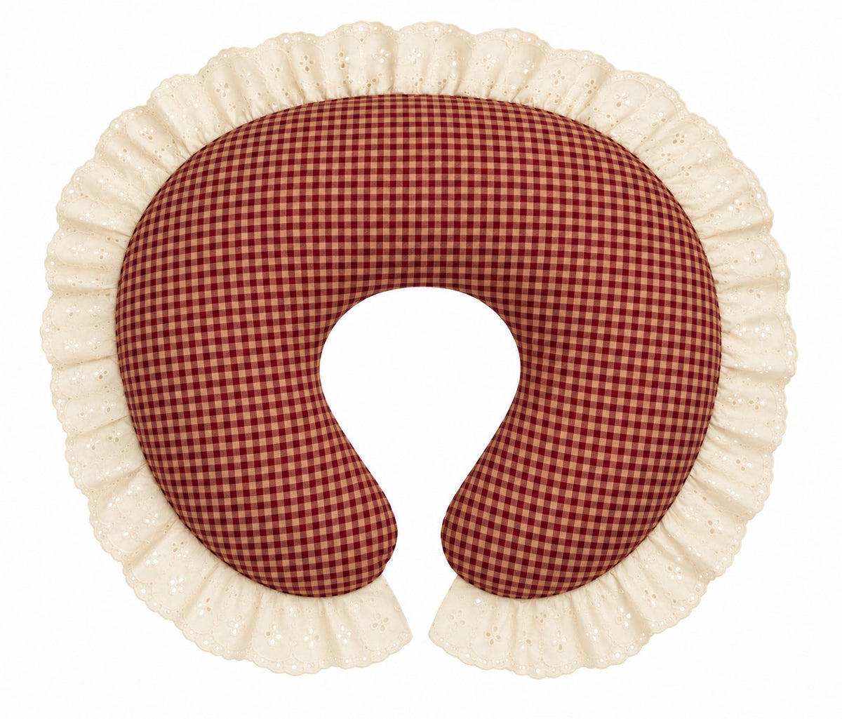 Gingham Ivory Eyelet Ruffle Original Nursing Pillow Cover