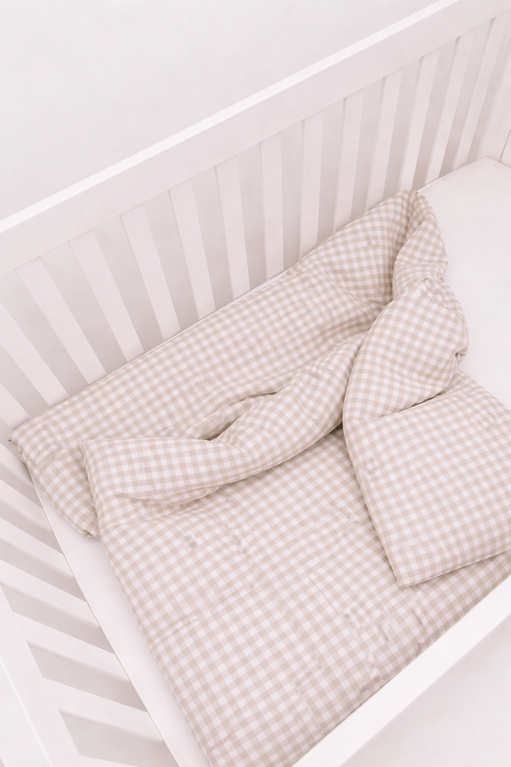 Haven Beige Gingham Crib Quilted Blanket