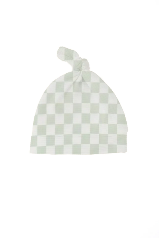Leaf Green Checkered Knotted Hat