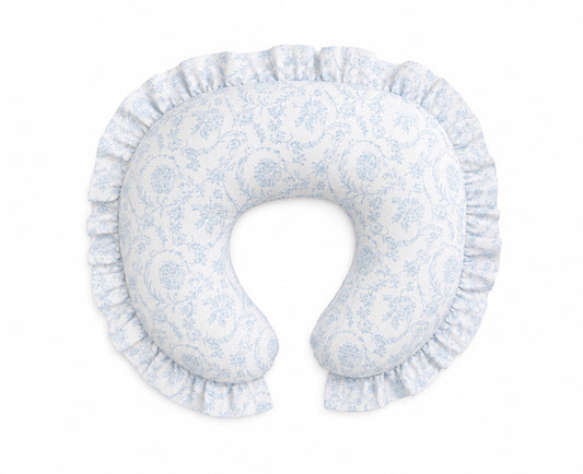 Blue Chinoiserie Ruffle Nursing Pillow Cover