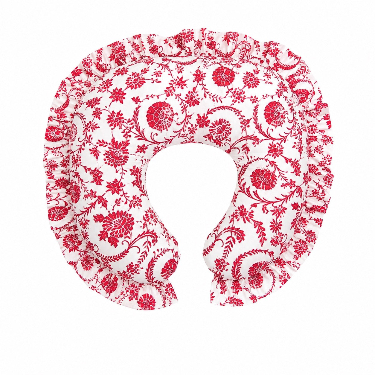 Red Chinoiserie Ruffle Nursing Pillow Cover