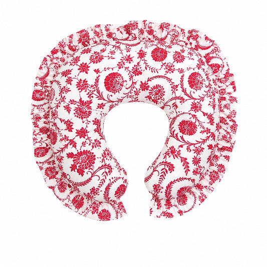 Red Chinoiserie Ruffle Nursing Pillow Cover