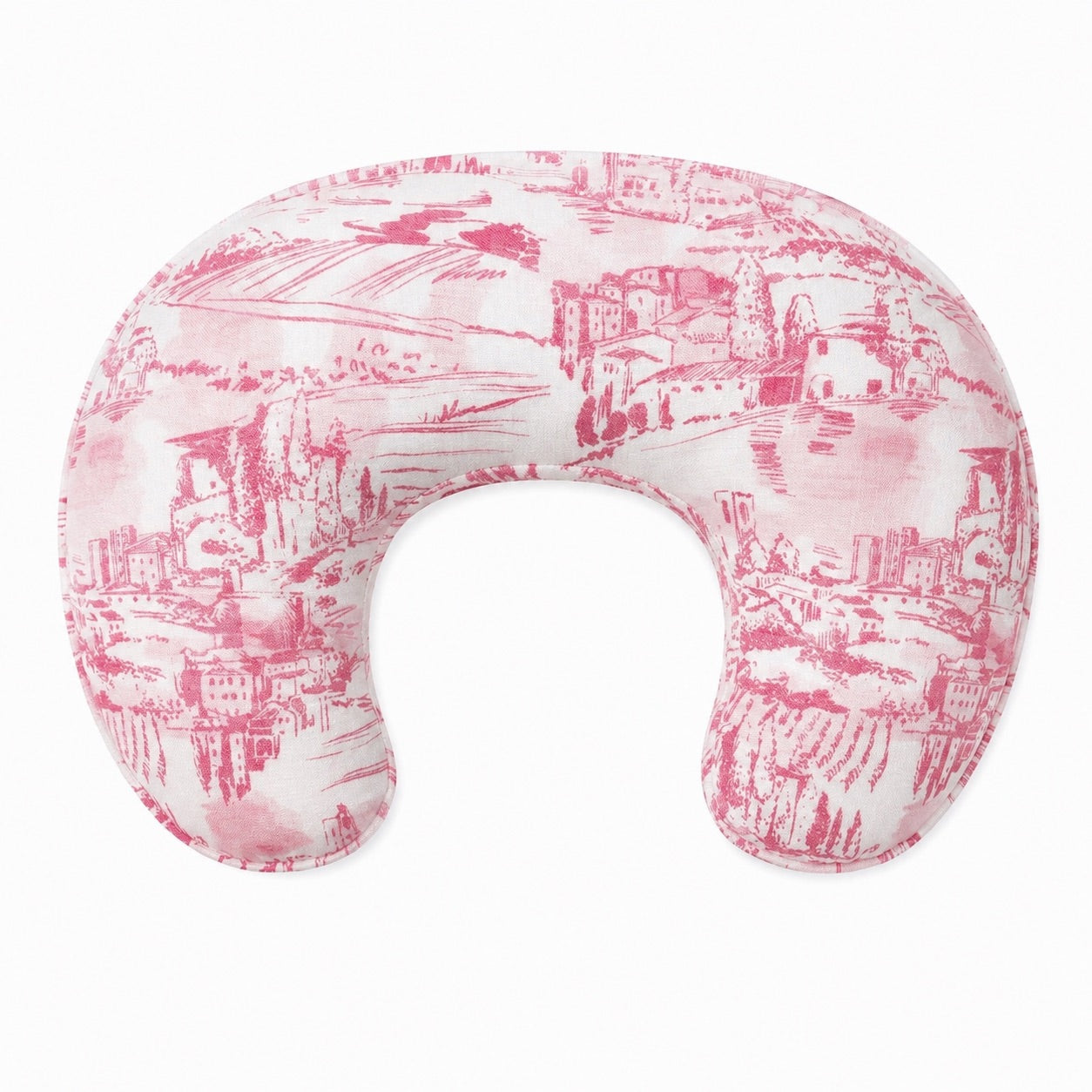 Pink Toile Ruffle Nursing Pillow Cover