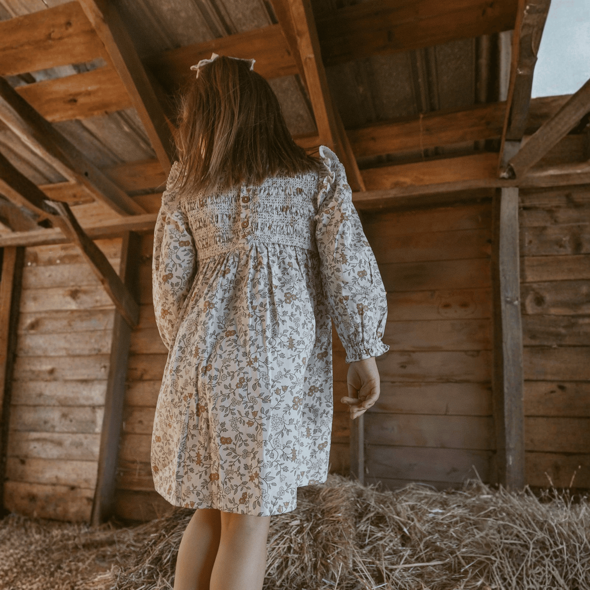 Organic Smocked Ruffle Dress - Ivy