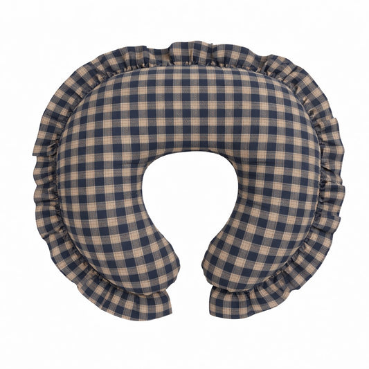 Blue Plaid Ruffle Nursing Pillow Cover