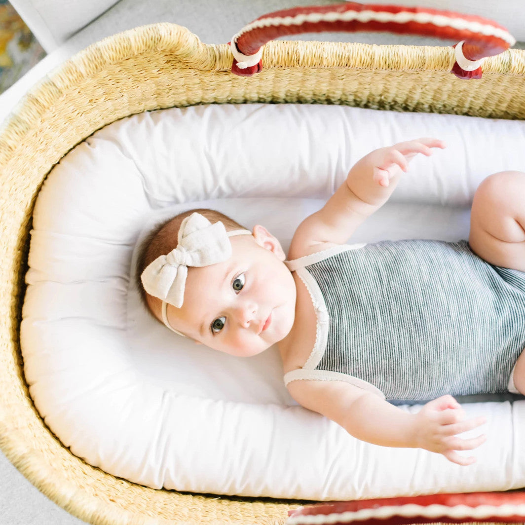 Cognac + Cream Handle Moses Basket