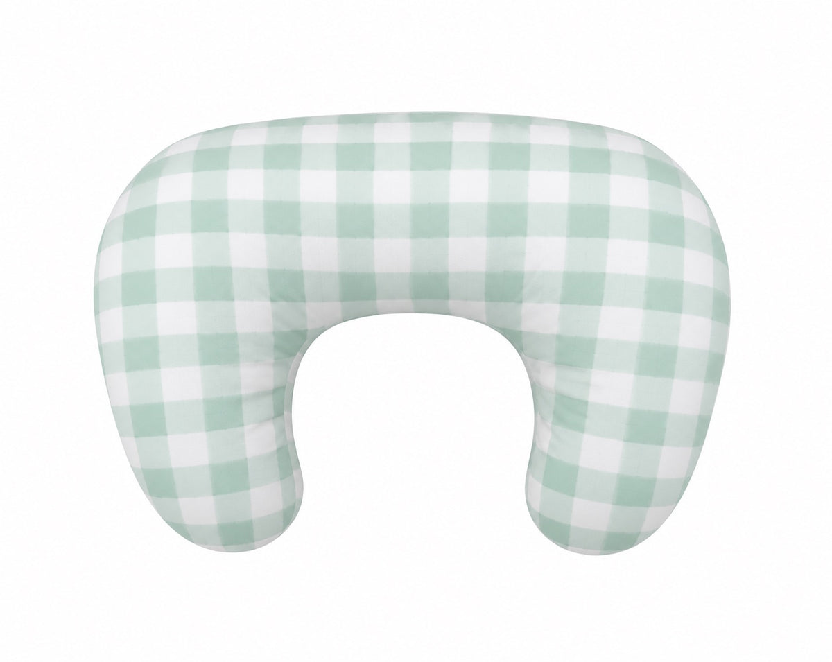 Light Green Checkered Ruffle Nursing Pillow Cover